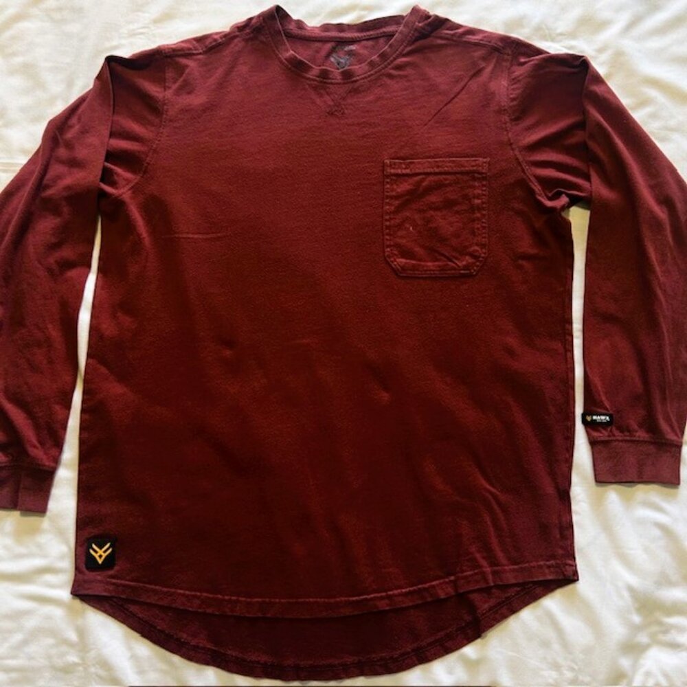 Hawk Work Gear Mens Top Large Rust Brown 100% cotton Long Sleeves